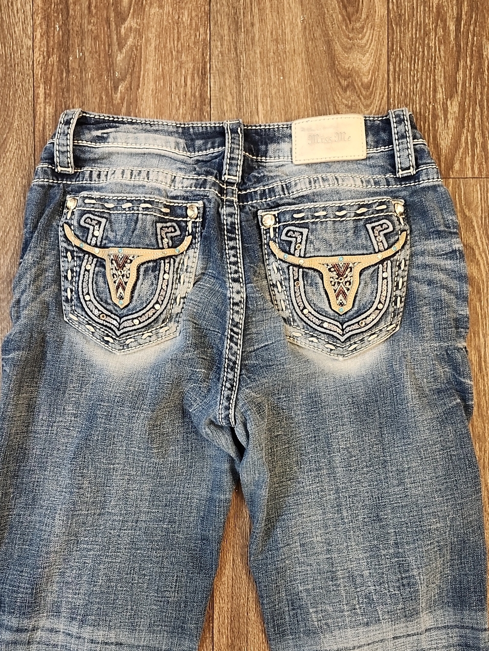 Miss Me Los Angeles Mid-Rise Boot Blue Jeans Size 27 Women's Western Country